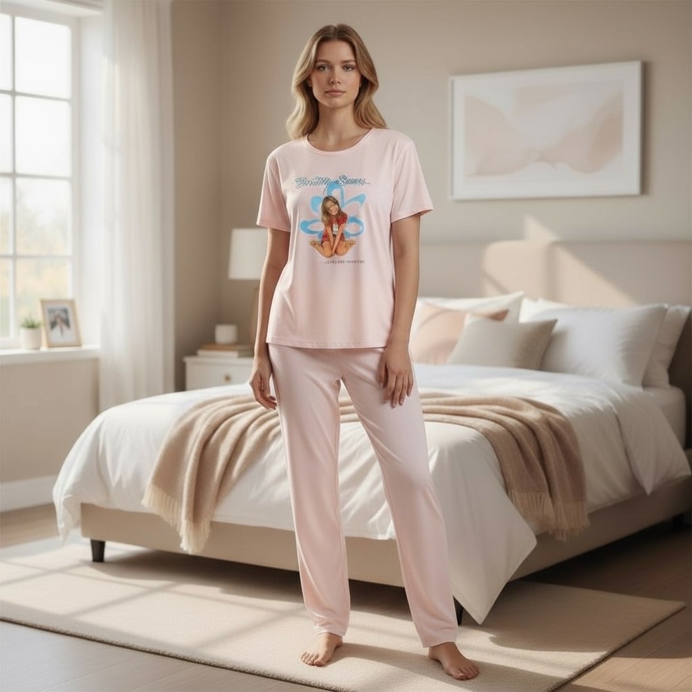 Britney‎ Spears Pink Pajama Set XL 2 PC Lounge Sleepwear Baby One More Time Y2K